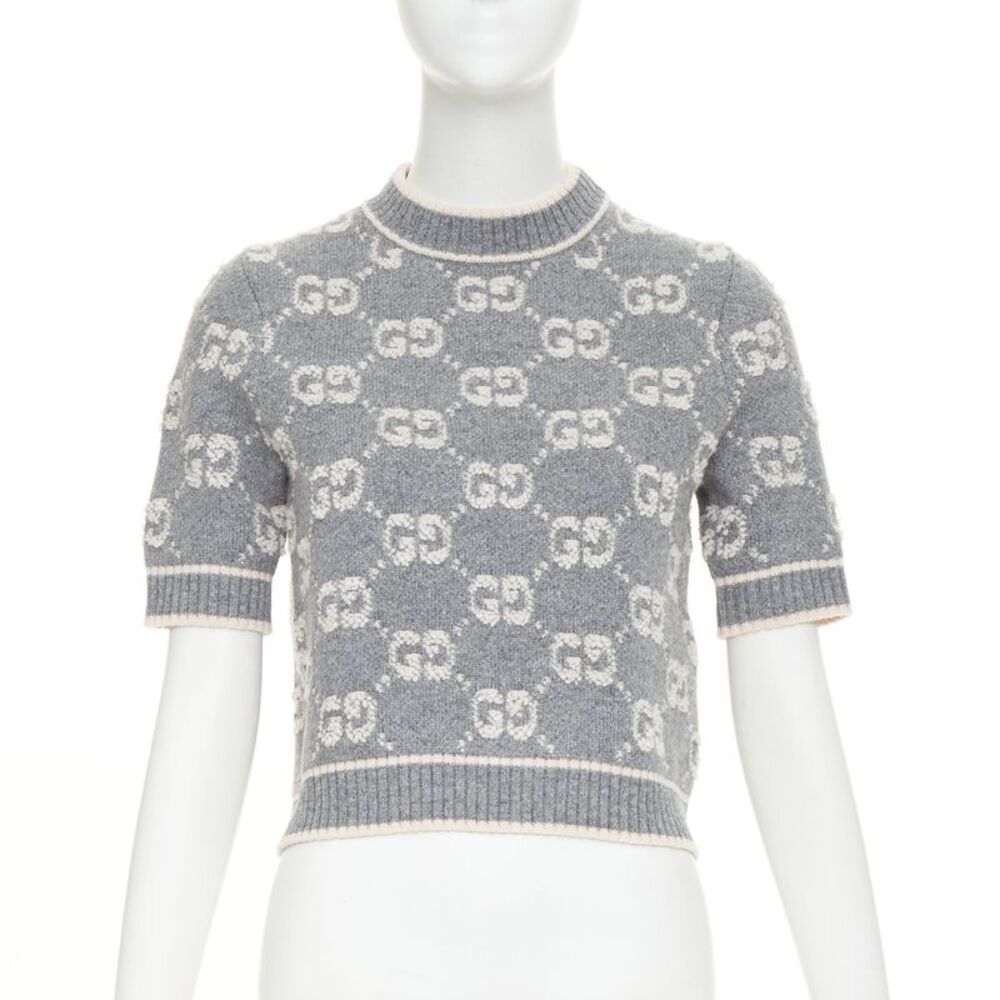 Gucci wool GG monogram intarsia boucle crop sweater